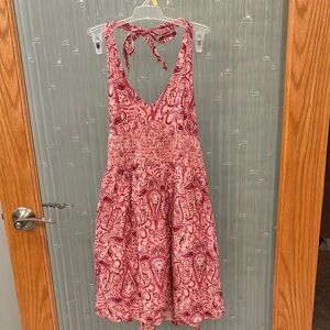 Hollister Red Pink Paisley Halter Mini Dress